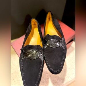 Mezlan Black Loafer with Crocodile vamp - size 14